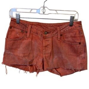 Levi’s Cutoff Shorts Premium Pink Low Rise Raw Hem Denim Jean Size 26